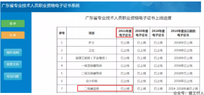 广东2021二建电子证书已上线，二建注册需实名认证登录新系统办理